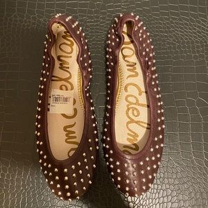 Sam Edelman burgundy leather studded flats